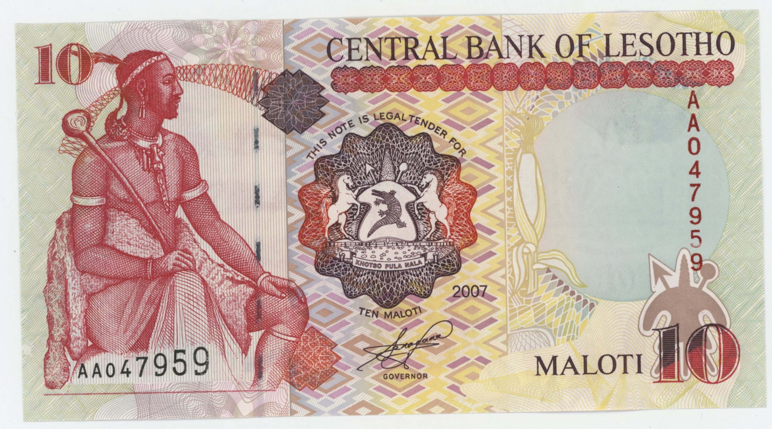 Lesotho 10 Maloti 2007 Pick 15e UNC Lesotho 10 Maloti 2007 Pick 15e UNC