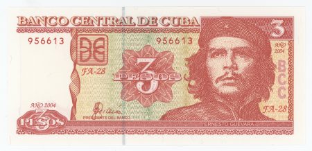 Cuba 3 Pesos 2004 Pick 127a UNC Che