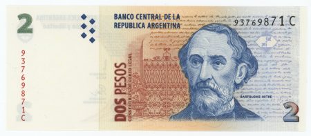 Argentina 2 Pesos ND 1997-2002 Pick 346 UNC