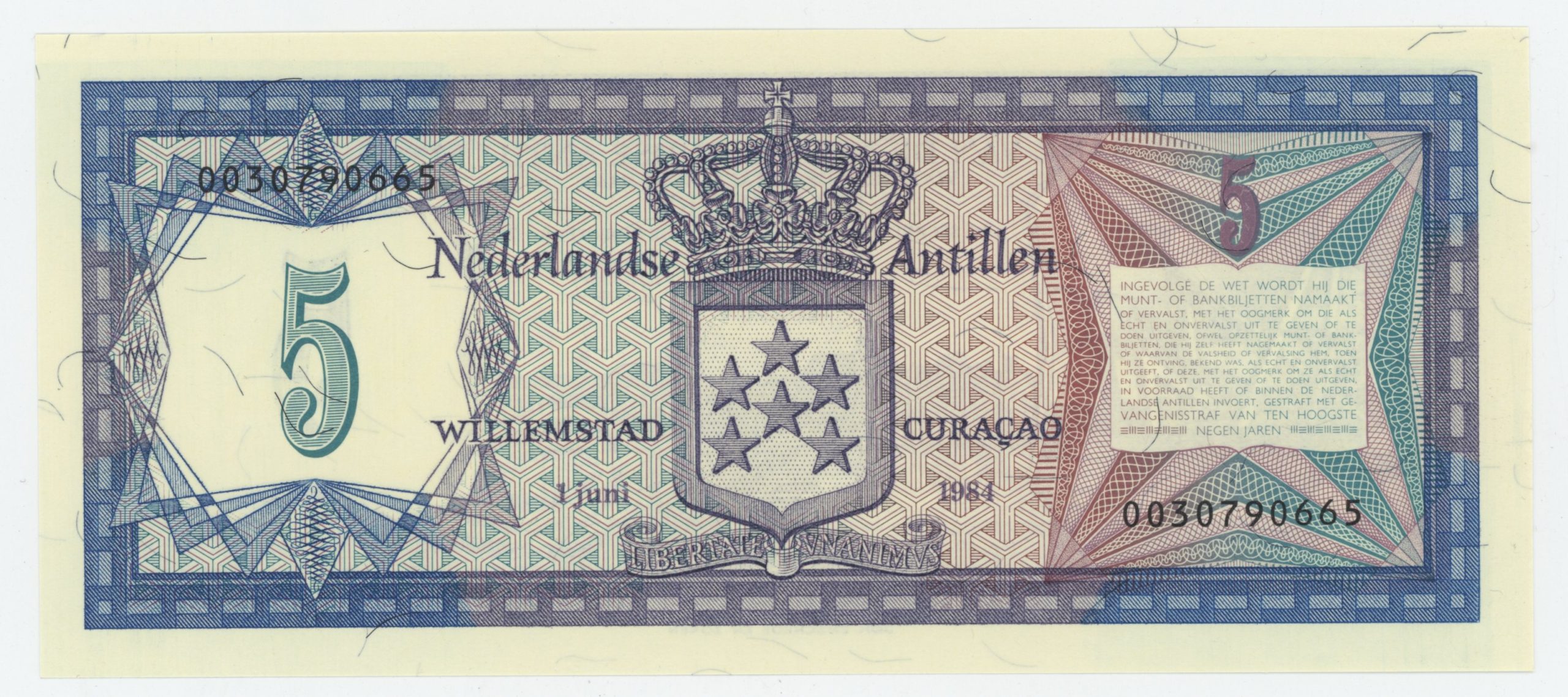 Netherlands Antilles 5 Gulden 1-6-1984 Pick 15b UNC Netherlands Antilles 5 Gulden 1-6-1984 Pick 15b UNC