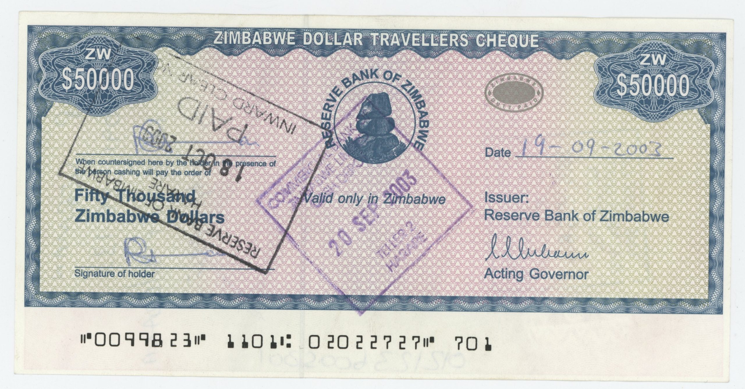 Zimbabwe 50000 Dollars ND 2003? Pick 19 XF+ Zimbabwe 50000 Dollars ND 2003? Pick 19 XF+