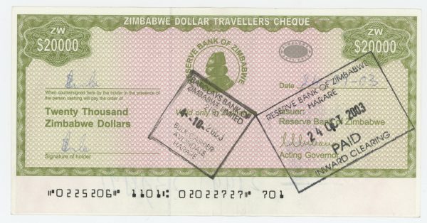 Zimbabwe 20000 Dollars ND 2003? Pick 18 XF+