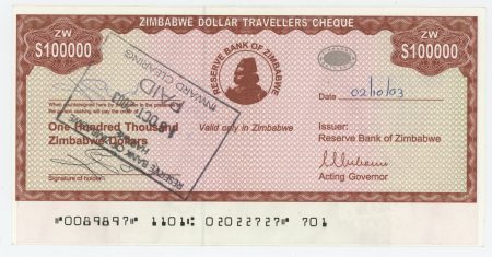 Zimbabwe 100000 Dollars ND 2003? Pick 20 XF+
