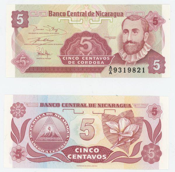 Nicaragua 5 Centavos ND 1991 P 168 UNC