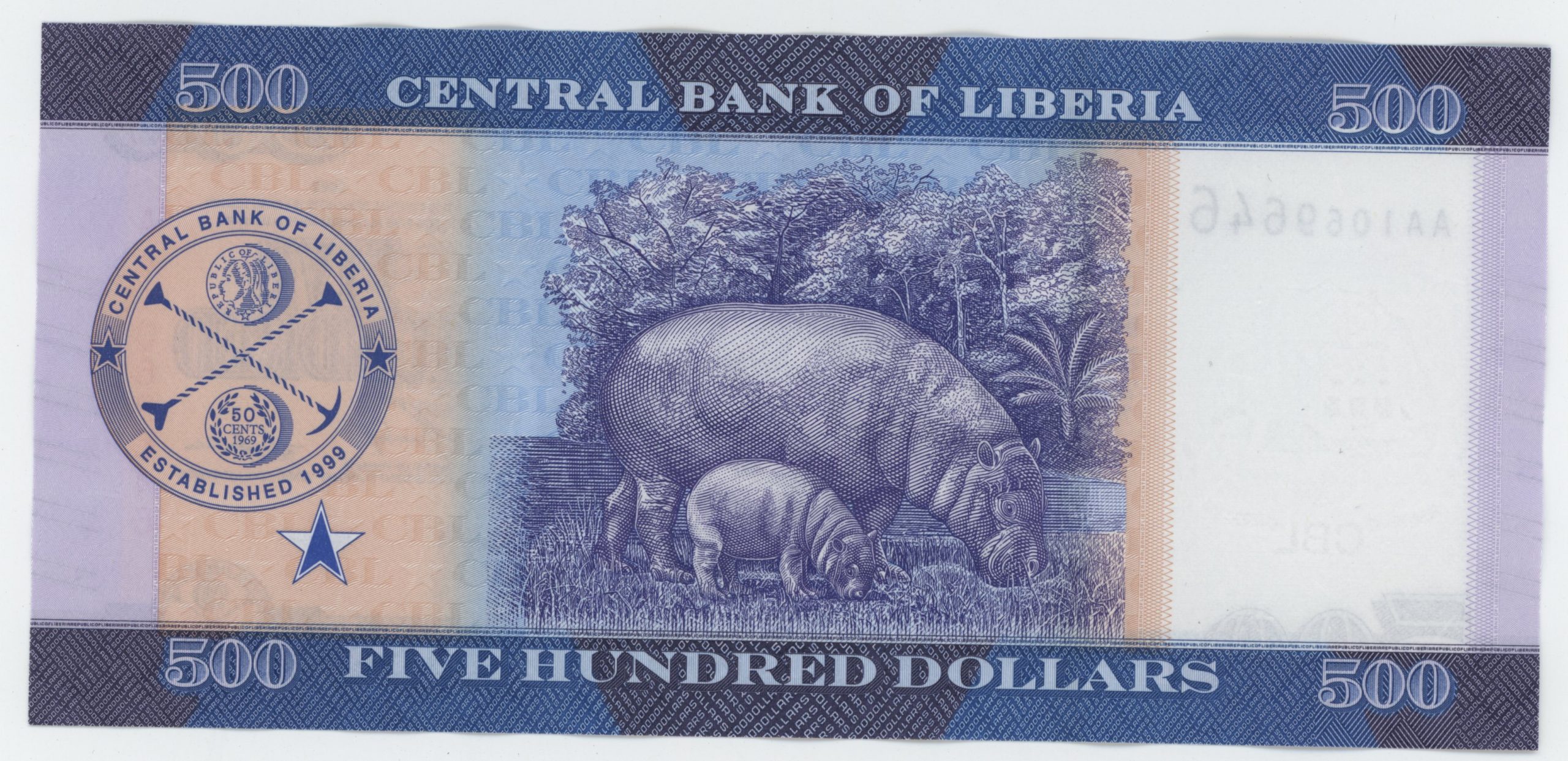 Liberia 500 Dollars 2022 P 42 UNC Liberia 500 Dollars 2022 P 42 UNC