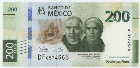Mexico 200 Pesos 5-1-2022 Pick 135 UNC