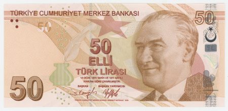 Turkey 50 Lira L.1970 2009 Pick 225e UNC