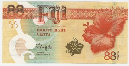Fiji 88 Cents 2022 Pick 123 UNC Uncirculated Banknote Serial AA