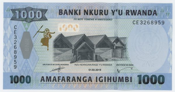 Rwanda 1000 Francs 1-2-2019 Pick 39 UNC Uncirculated Banknote Monkey