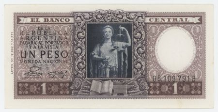 Argentina 1 Peso ND 1952-55 Pick 260b UNC