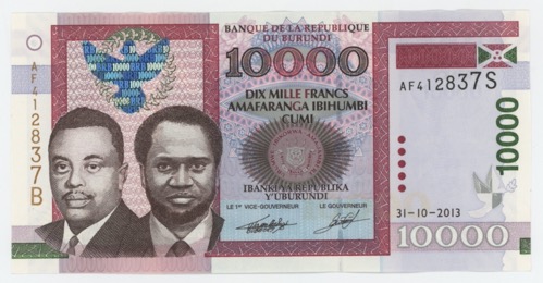 Burundi 10000 Francs 31-10-2013 Pick 49b UNC Burundi 10000 Francs 31-10-2013 Pick 49b UNC