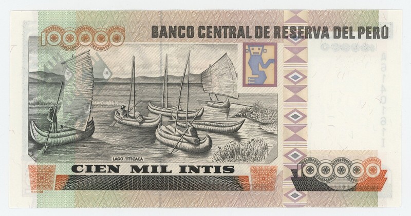 Peru 100000 Intis 21-12-1989 Pick 145 UNC Peru 100000 Intis 21-12-1989 Pick 145 UNC