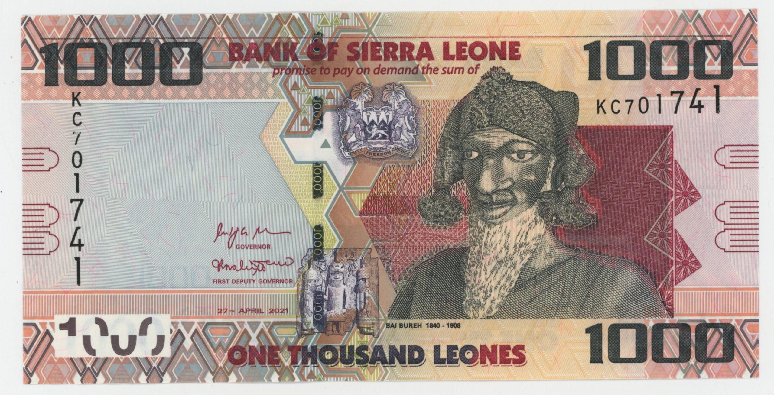 Sierra Leone 1000 Leones 27-4-2021 Pick 30 UNC Sierra Leone 1000 Leones 27-4-2021 Pick 30 UNC