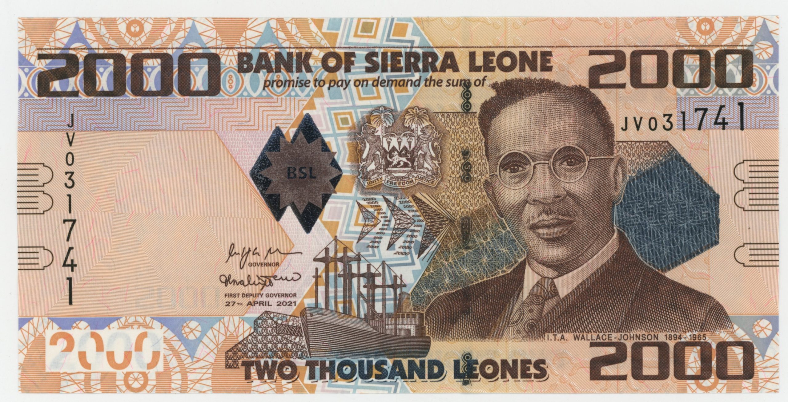 Sierra Leone 2000 Leones 27-4-2021 Pick 31 UNC Sierra Leone 2000 Leones 27-4-2021 Pick 31 UNC
