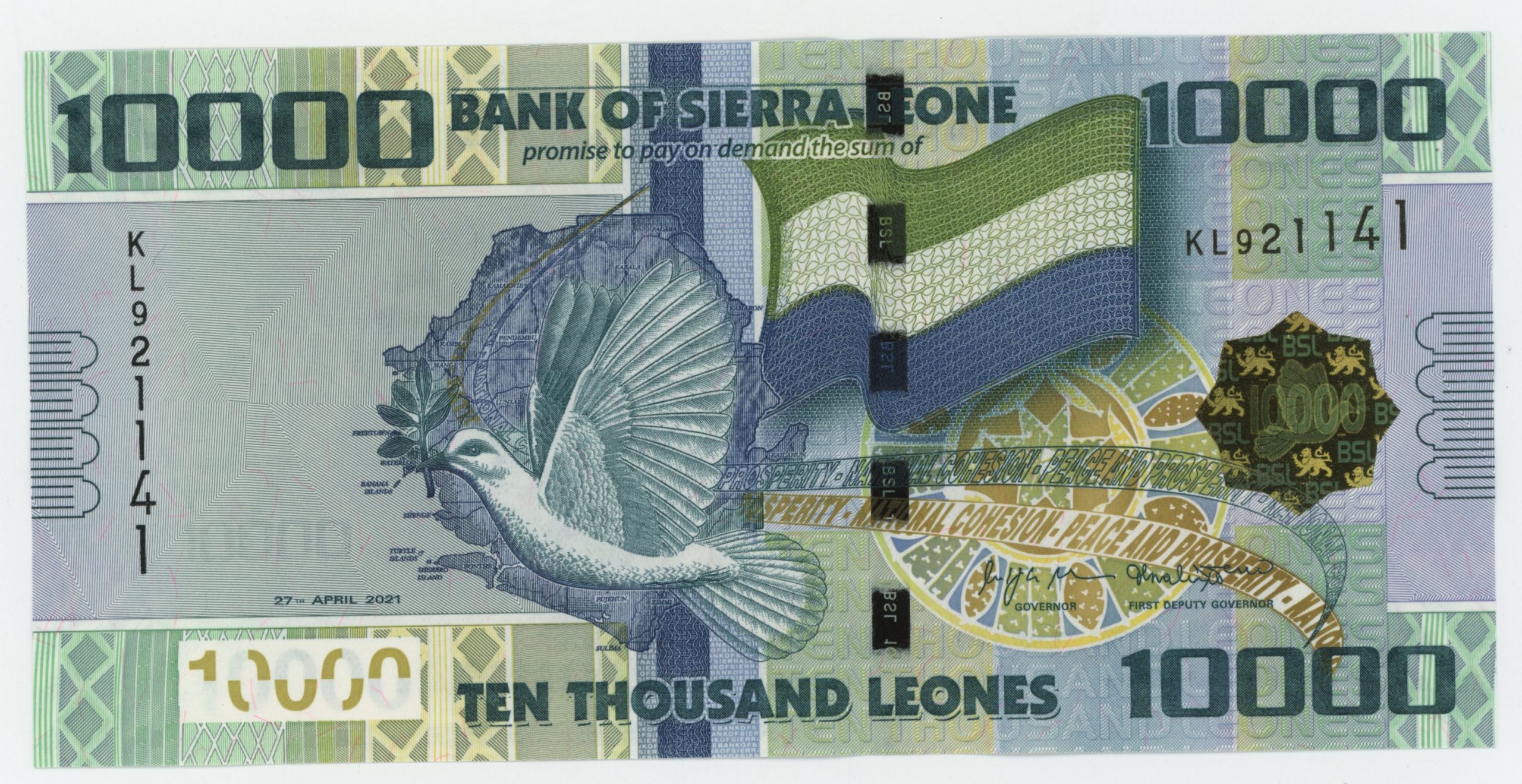 Sierra Leone 10000 Leones 27-4-2021 Pick 33 UNC Sierra Leone 10000 Leones 27-4-2021 Pick 33 UNC